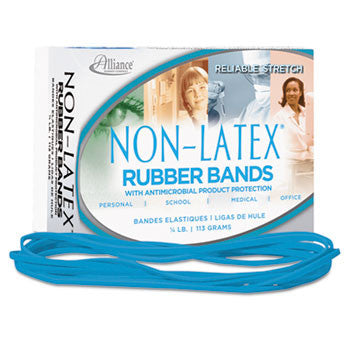 117b Cyan (Blue) Latex Free Antimicrobial Rubber Bands 1/4 (.25) lb box - 10 lb Case part 42179